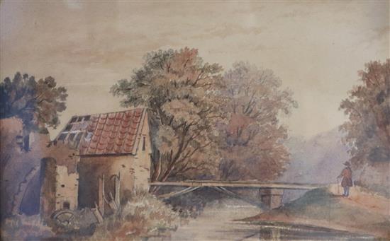 A Stewart (19th century) View on the Kelvin River at Glasgow 18 x 28cm